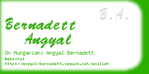 bernadett angyal business card